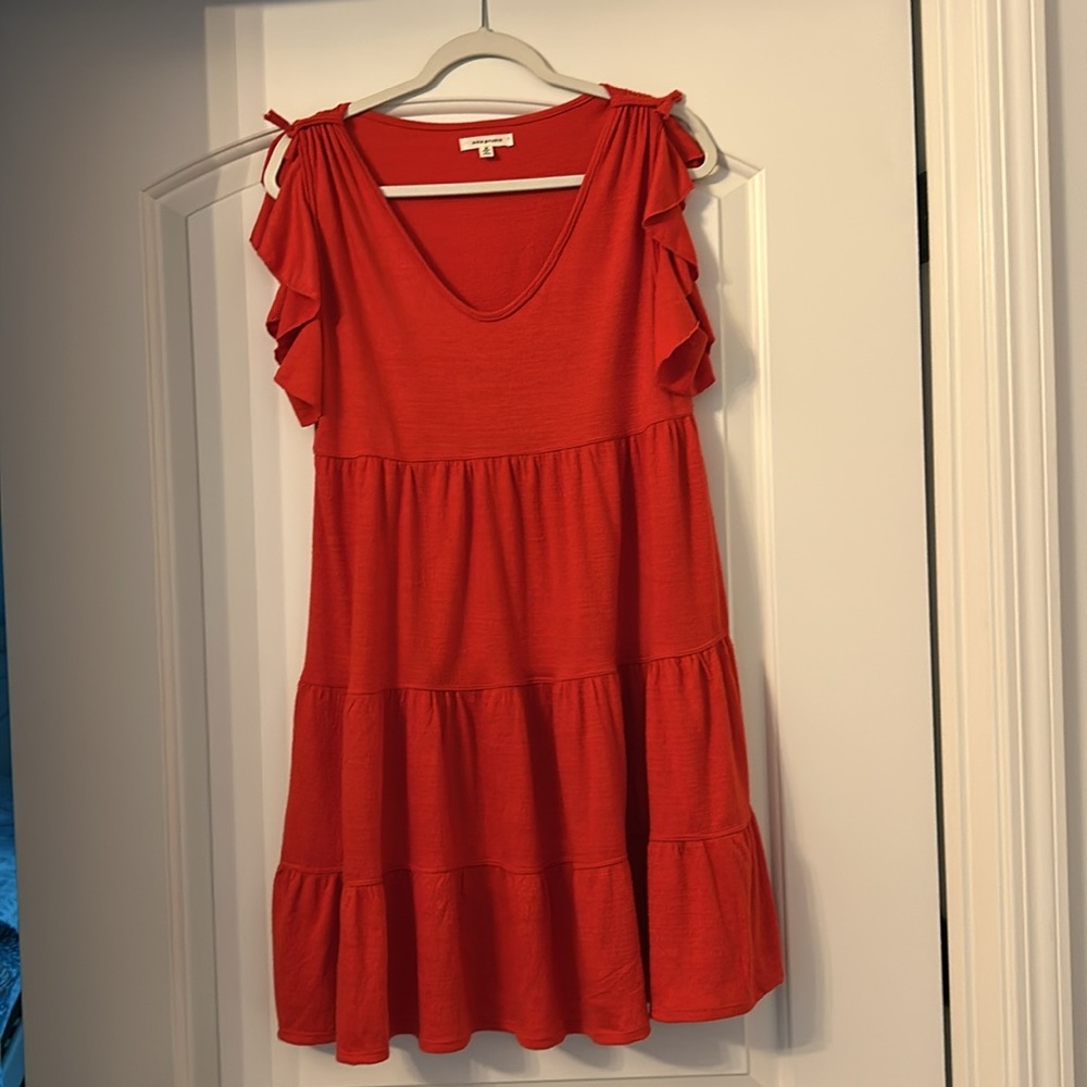 Max Studio Red Ruffle Sleeve Dress - Picture 2 of 4